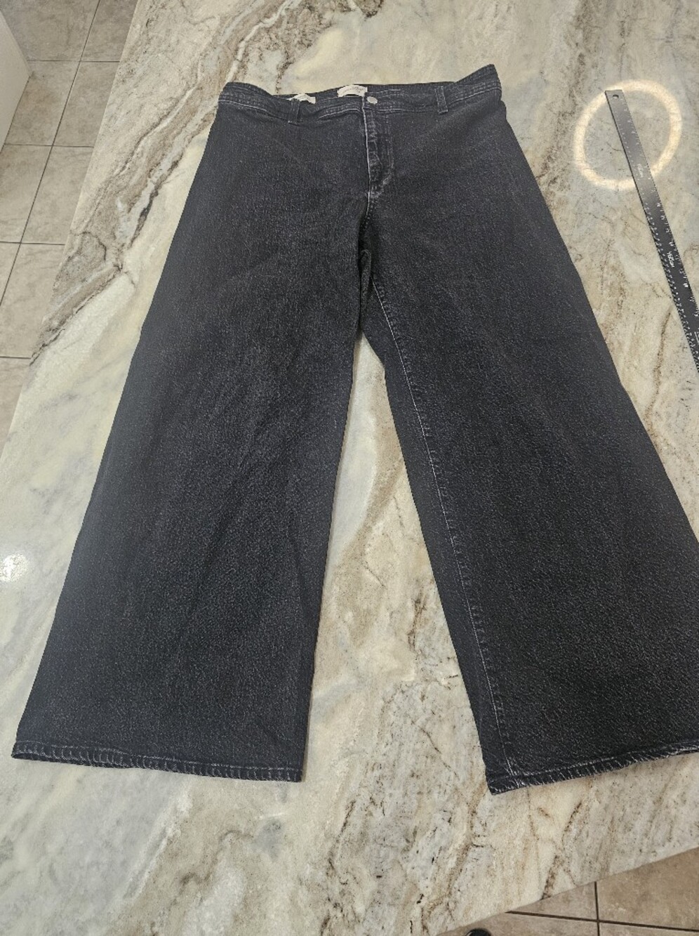 Universal Thread Black Sailor Wide Leg Jeans 17 Long High Rise Denim
